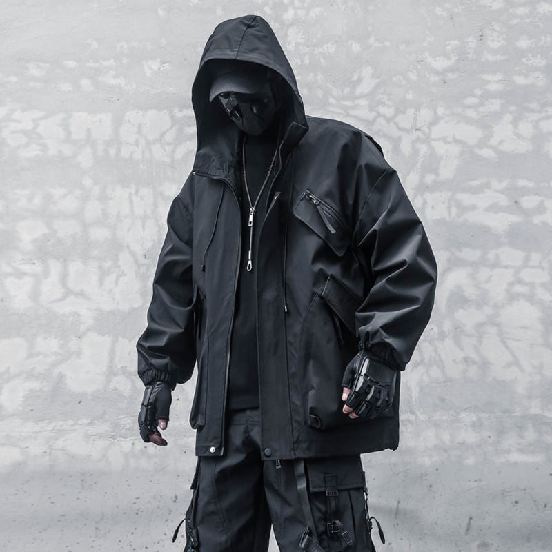 [WL Series] ★Jacket★ Outerwear with hood, unisex, men's black, easy to match with design.