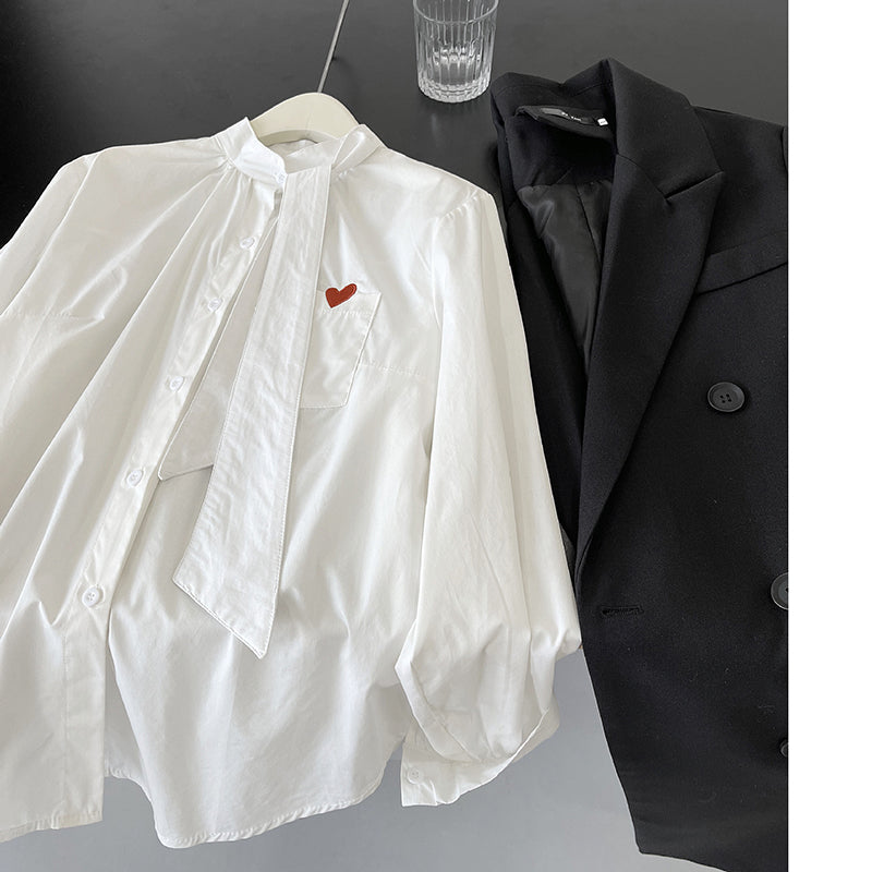 [Tachibana Series]★Shirt★ Tops, Long Sleeve Shirts, Women's, Improves Temperament, White, White Hat, Commuting, Date