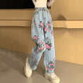 Load image into Gallery viewer, [WANAI Series] ★Denim pants★ Floral pattern pants Bottoms Casual Ladies Retro Print
