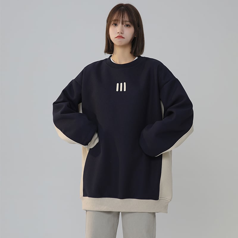 [Fujiiman Series] ★Tops★ 3color Sweatshirt Unisex Men's Round Neck Color Scheme Casual