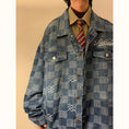 Load image into Gallery viewer, [BAOYAN Series] ★Jacket★ Denim jacket outerwear jeans unisex men's plaid pattern blue blue
