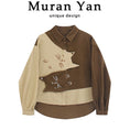 Load image into Gallery viewer, [QIUZILI Series]★Shirt★ Corduroy long sleeve shirt tops cat cat cute color scheme brown
