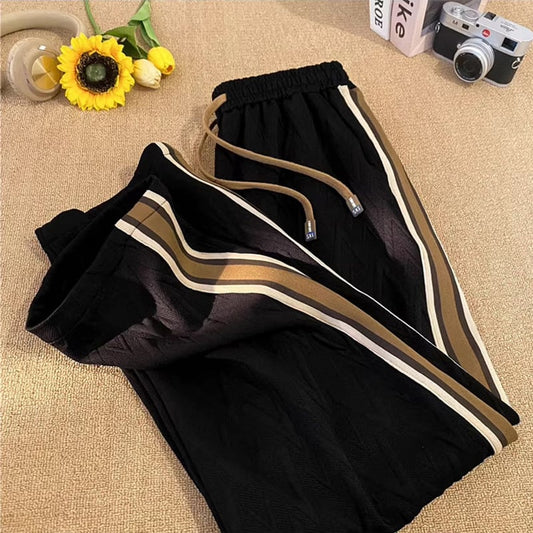 [CHAOMEICHEN Series] ★Casual Pants★ 3color Bottoms Trousers Unisex Men's Large Size Color Scheme Vertical Stripes Elastic Waist