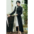 Load image into Gallery viewer, [Hanamori Series] ★China-style dress★ Improved cheongsam dress with switching design Black Black
