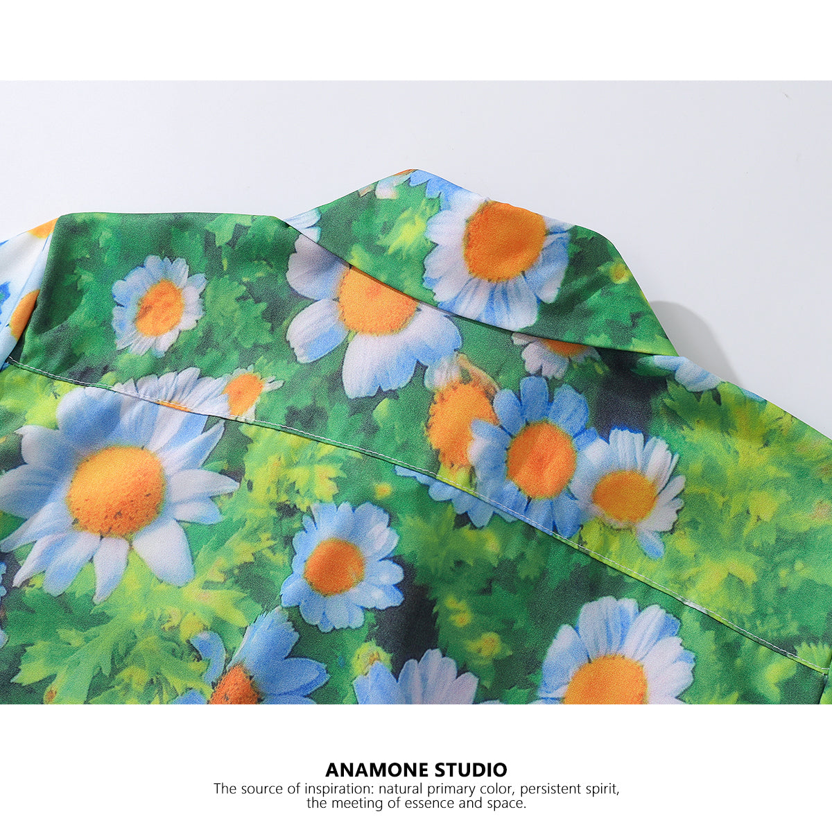 [ANAMONE STUDIO Series] ★Floral Shirt★ Tops Short Sleeve Shirt SML Short Length Print Oil Painting Style Green