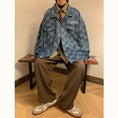 Load image into Gallery viewer, [BAOYAN Series] ★Jacket★ Denim jacket outerwear jeans unisex men's plaid pattern blue blue
