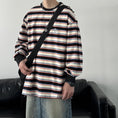 Load image into Gallery viewer, [V37 Series] ★Tops★ 2color sweatshirt unisex men's horizontal striped striped pattern black green easy to match
