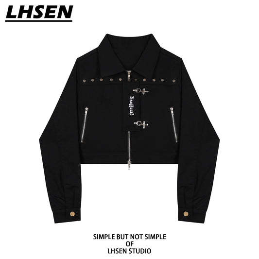 [LHSEN Series] ★Outer★ 2color Jacket Mini Length Women's Fashion Black Apricot