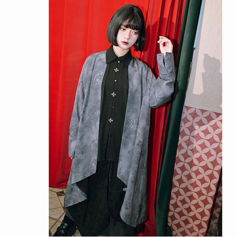 ✿New item! Very popular series! [Kokaisha --- Cloudflies Series] ★China style shirt★ Tops Embroidered long sleeve shirt Original Fake layered Cute