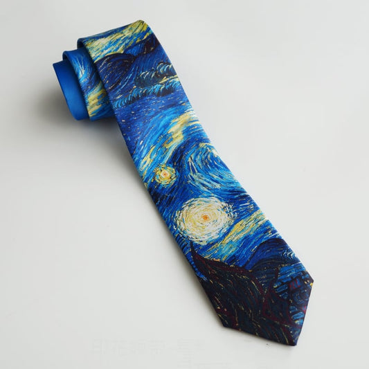 [Daiki Series]★Tie★ Accessory Decoration Oil Painting Style Men's Birthday Present Blue Blue Cute