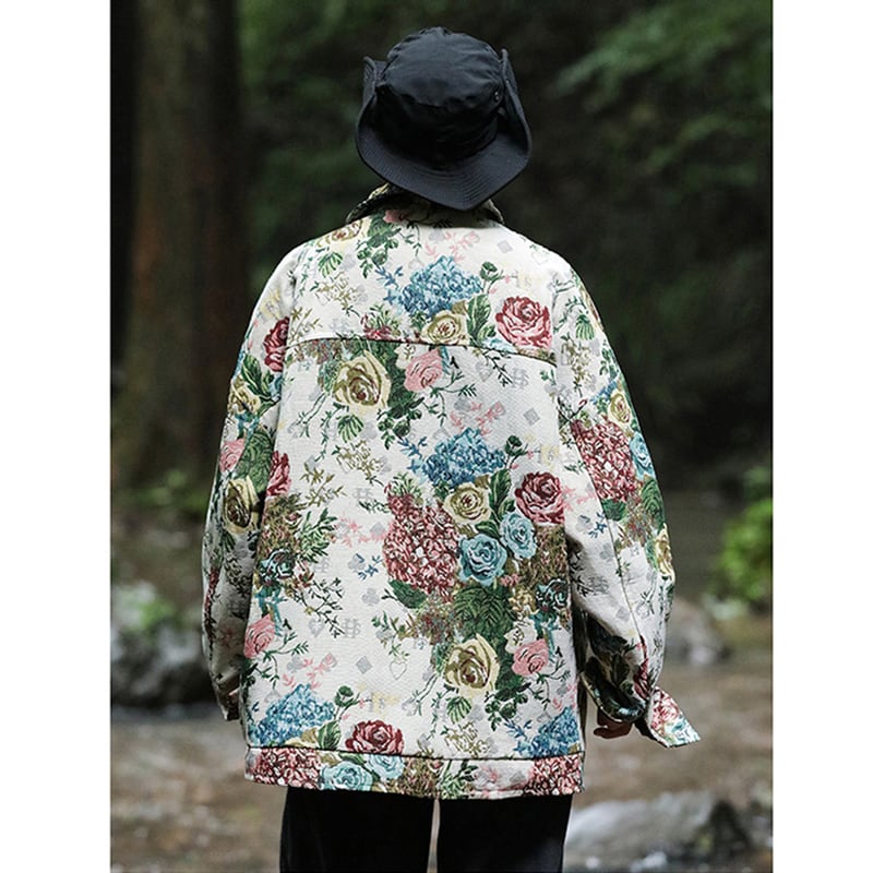 [OULANGSEN Series] ★Jacket★ Outerwear Unisex Men's Large Size Floral Pattern Retro Casual