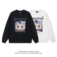 Load image into Gallery viewer, [Satoru Series] ★Tops★ 2color Sweatshirt Unisex Men's Cat Cat Pattern Cat Pattern Cat Black White
