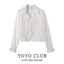 [YOYO CLUB Series]★China style tops★ 2color China style shirt China button Apricot White