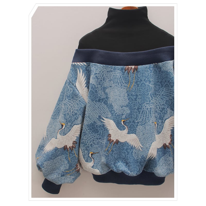 ✿ Great rating! Re-release! ✿Very popular ★Tops★ Printed Crane pattern Women's fashion Long sleeves Layered style High neck Color scheme