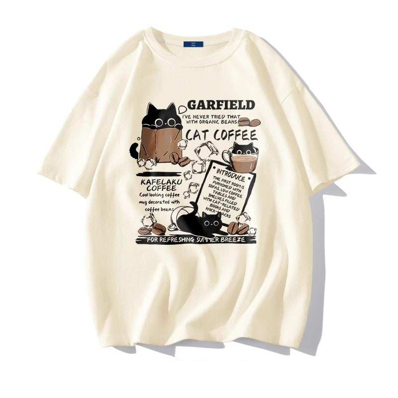 [GENIOLAMODE series] ★T-shirt★ 5 colors Tops Short sleeve Unisex Men's Large size Cat Cat Cat pattern