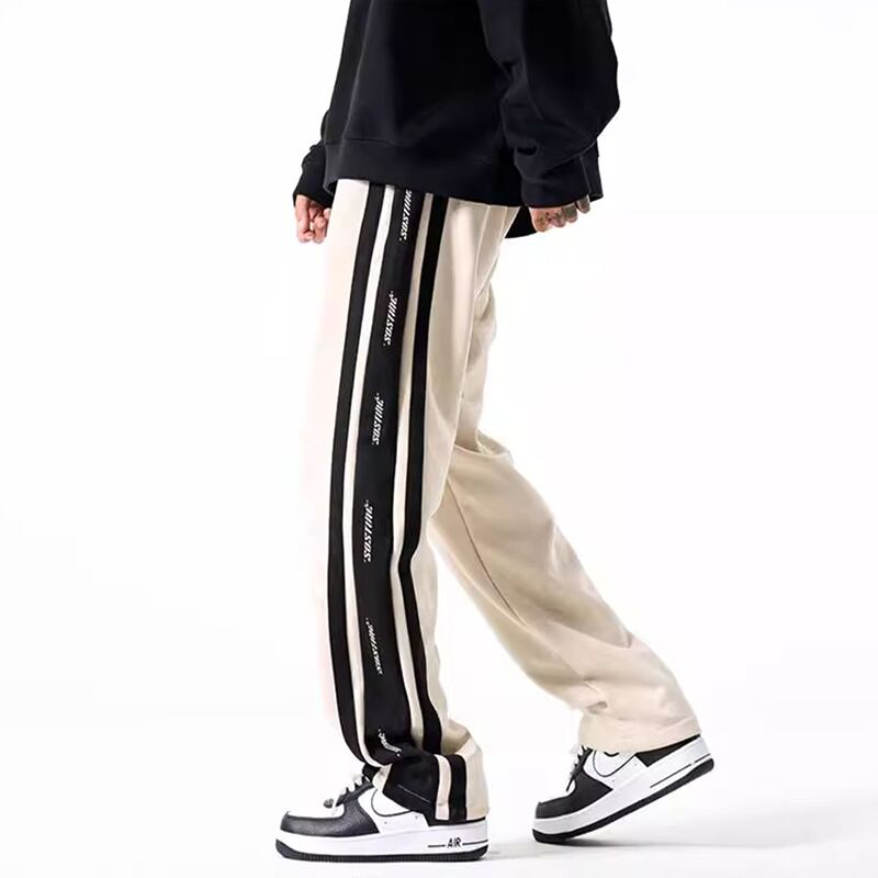 [PPG Series]★Casual Pants★ 3color Suede Bottoms Pants Unisex Men's Vertical Striped Striped Pattern Black Beige Green