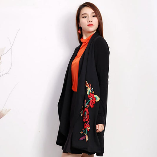 [Kolden Nishiki Series]★China style outerwear★Easy to match Embroidered Chinese clothes Black Black Ethnic style