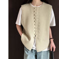 Load image into Gallery viewer, [Tachibana Series] ★China style tops★ 4color Vest Knit Ladies Improves temperament Black Gray Light Green Brown
