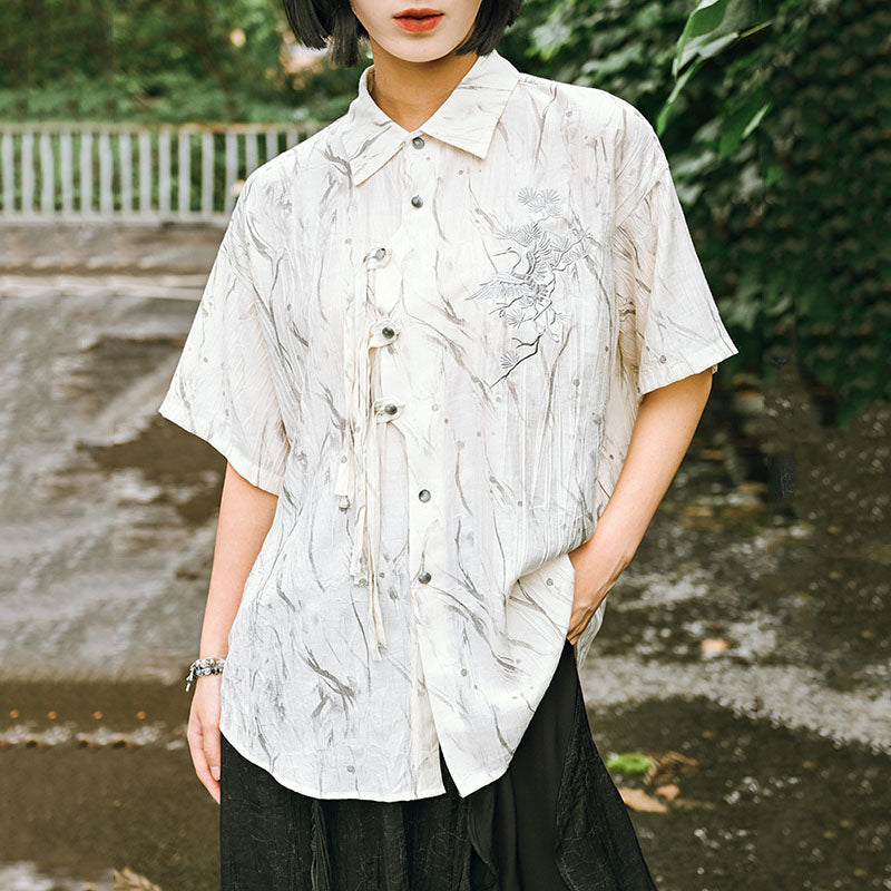 [Kokaisha---Monkaku Series] ★Chinese-style tops★ Short-sleeved shirts, unique, embroidered, original, summer clothes, improves your temperament