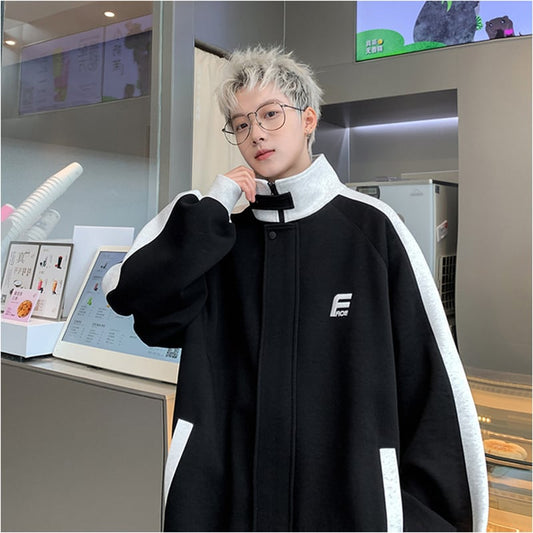 [NANSHI Series]★Jacket★ 2color outerwear unisex men's black gray color scheme stand neck