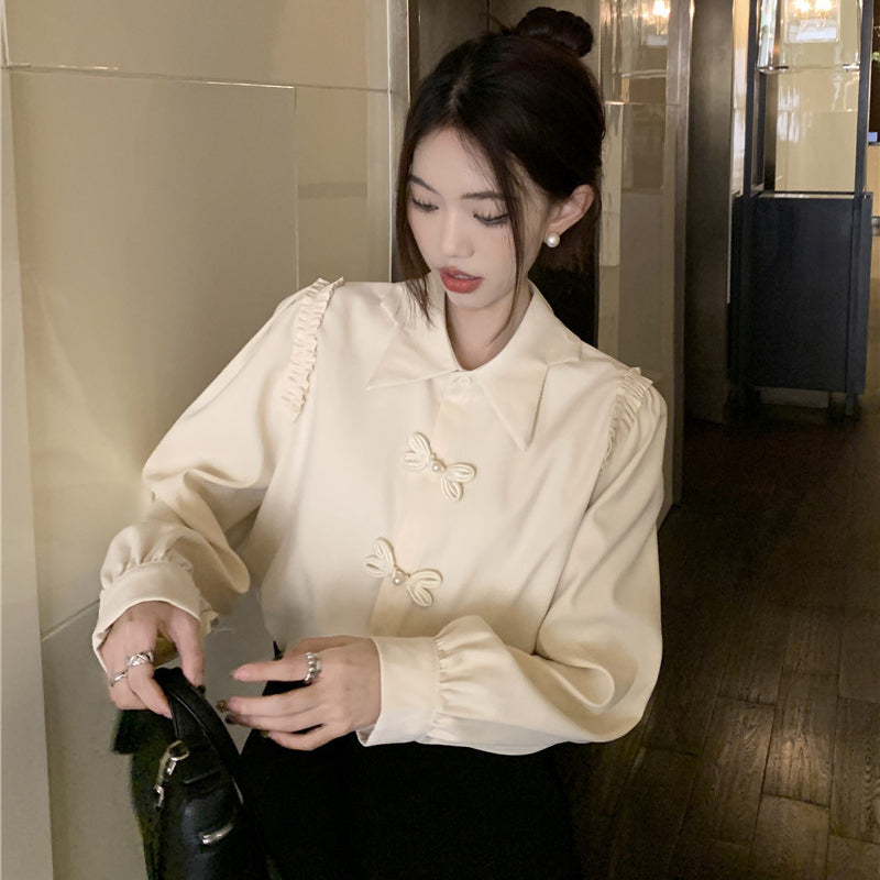 [KEKELI Series]★China style shirt★ 2color tops long sleeve shirt cute easy to match ladies