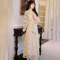 Load image into Gallery viewer, [GYBN Series] ★One Piece★ Lace V-neck Improves Temperament Retro Apricot Long Length Party
