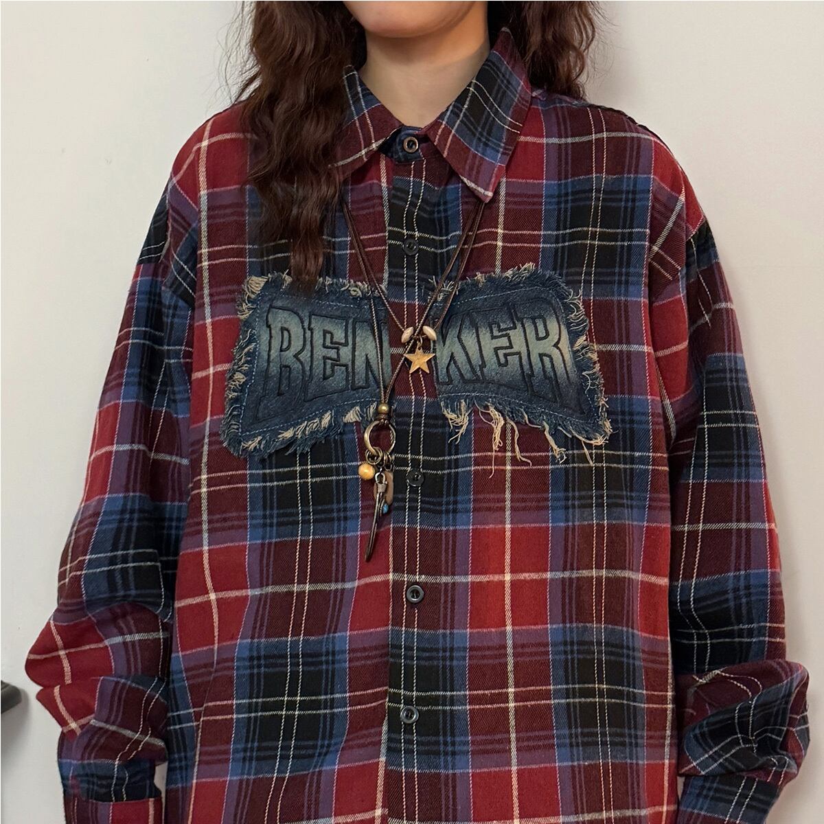 ✿New item! [UATONLINE Series]★Shirt★ 2color Long Sleeve Shirt Tops Unisex Men's Plaid Pattern Red Yellow