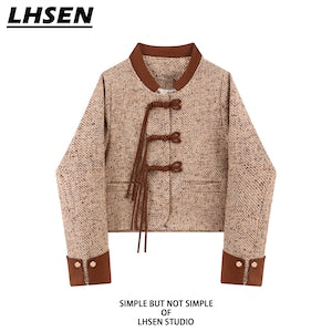 [LHSEN Series]★China style outerwear★ 2color blazer jacket short length China button