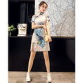 Load image into Gallery viewer, [HONGSHE Series] ★Chinese Dress★ Chinese-style dress, short length, fan pattern, cute, date
