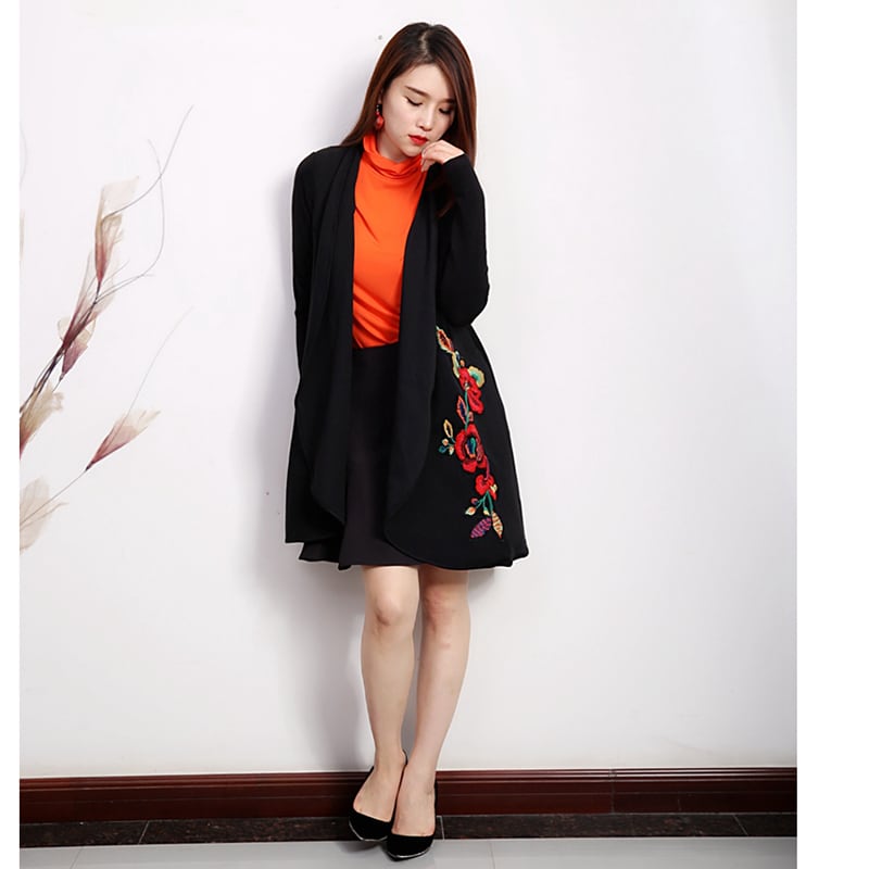 [Kolden Nishiki Series]★China style outerwear★Easy to match Embroidered Chinese clothes Black Black Ethnic style