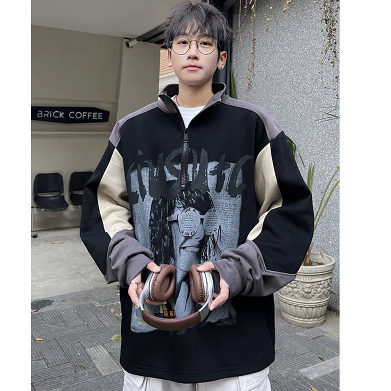 [NANSHI Series] ★Tops★ 2color Sweatshirt Unisex Men's Stylish Black Gray