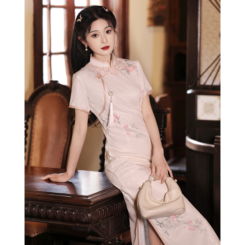 [HLQ Series] ★Chinese Dress★ Chinese-style dress with floral pattern, cute, for coming-of-age ceremonies, dates, and parties