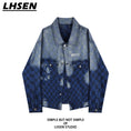 Load image into Gallery viewer, [LHSEN Series] ★Outer★ Denim Jacket Jacket Jeans Tie-dye Women's Plaid Pattern Blue
