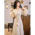 Load image into Gallery viewer, [GYBN Series] ★One Piece★ Lace V-neck Improves Temperament Retro Apricot Long Length Party
