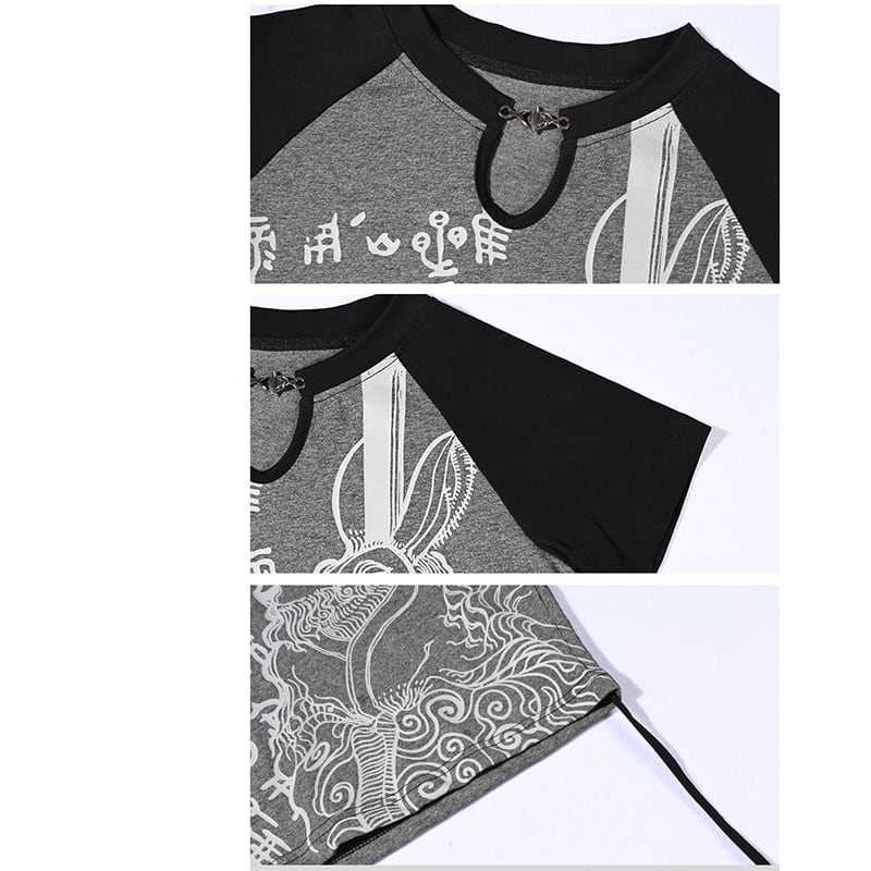 [Ancient Mystery---Cloud Dreams and the Simple Series] ★Chinese-style T-shirt★ Short-sleeved top, mini length, slim, original cotton, slimming