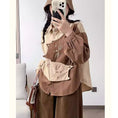 Load image into Gallery viewer, [QIUZILI Series]★Shirt★ Corduroy long sleeve shirt tops cat cat cute color scheme brown
