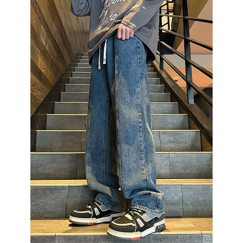 ✿New item! [BIGEMAN Series]★Denim pants★ 2color pants bottoms unisex men's large size black blue jeans