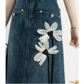 Load image into Gallery viewer, [XIAOMILI Series] ★ Skirt ★ Bottoms Denim skirt Floral pattern Blue Women's Fashionable Easy to match
