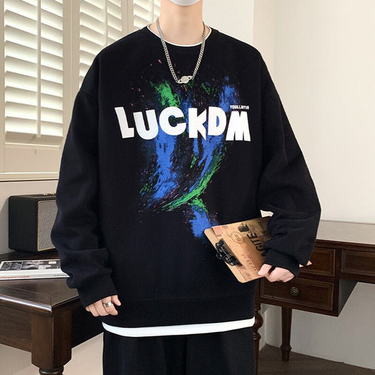 [ZUOFEILI Series] ★Tops★ 3color Sweatshirt Unisex Men's Alphabet Faux Layered