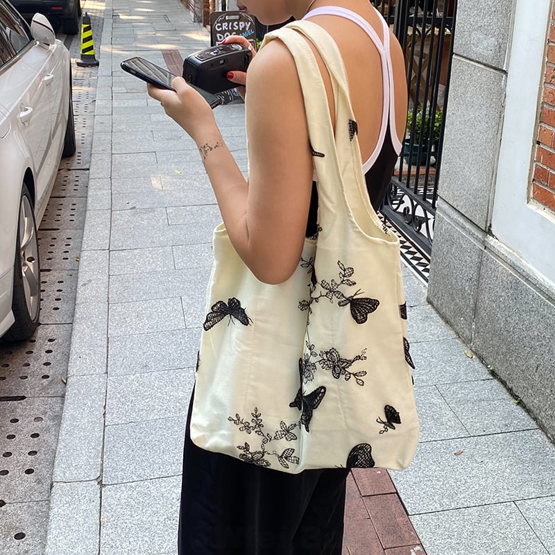 [Wfei Bag Series] ★China style bag★ Shoulder bag Butterfly embroidery Women's Retro Commuting Date Cute