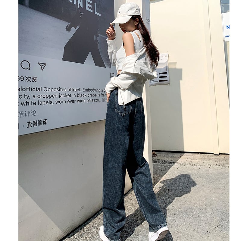 [MLW Series]★Denim Pants★ Bottoms Trousers Women's Temperament Enhancement Blue Blue High Waist