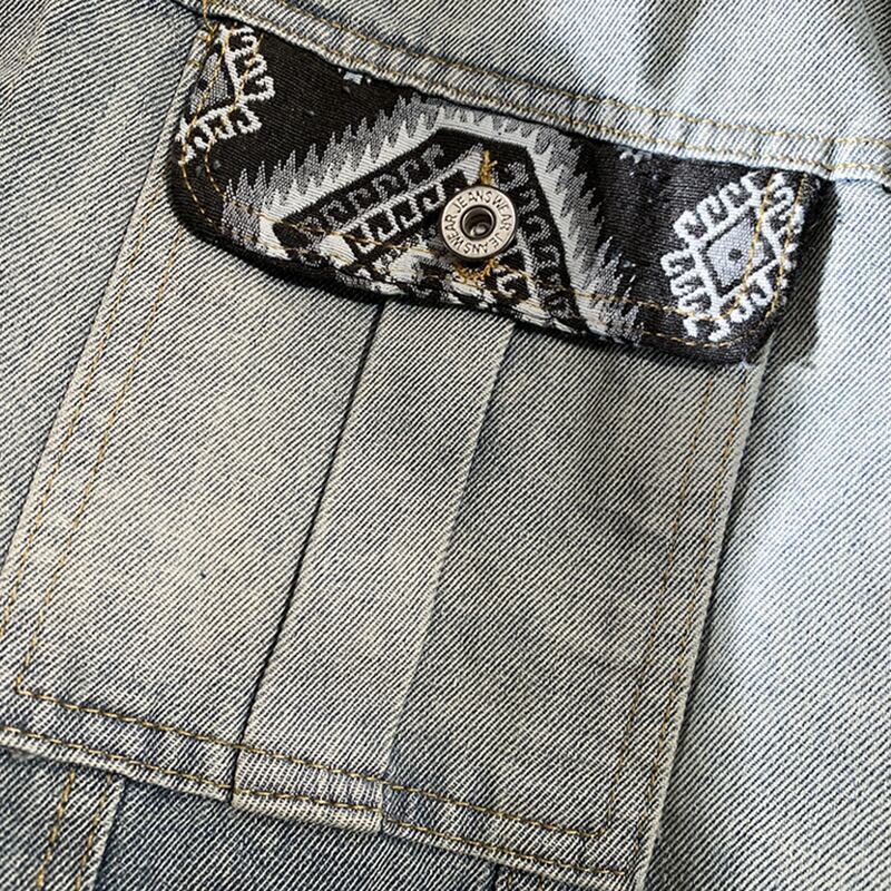 [CHAOMEICHEN Series] ★Jacket★ Denim jacket outerwear unisex men's jeans switching ethnic style