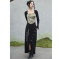 Load image into Gallery viewer, [Big Blue Dragon Series] ★China style dress★ Fake layered letter pattern slimming change black black
