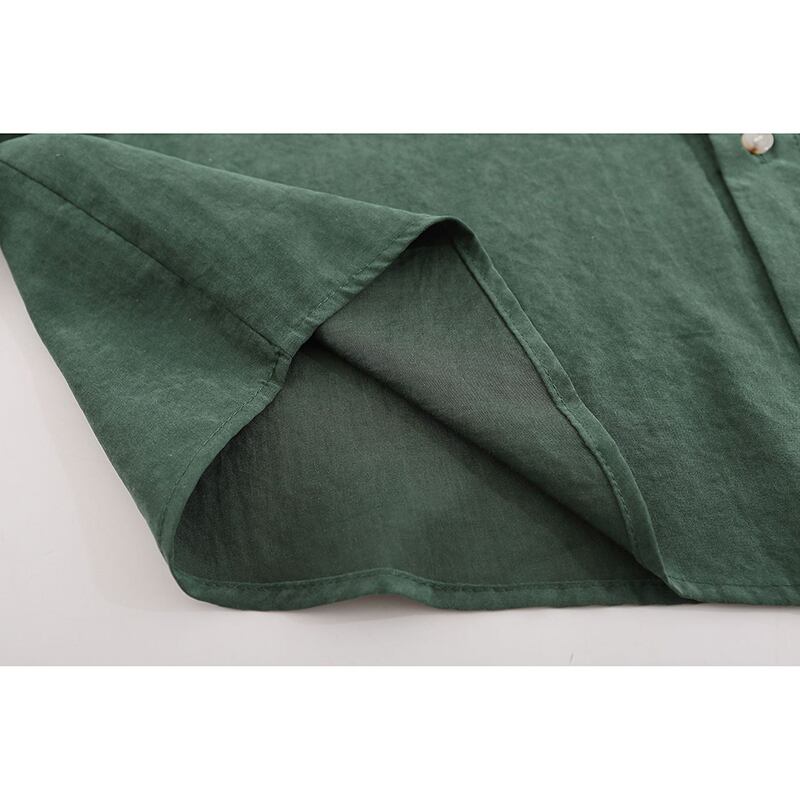 [MOISHE TIDE Series]★Shirt★ 2color Long Sleeve Shirt Tops Embroidery Unisex Men's Green Apricot