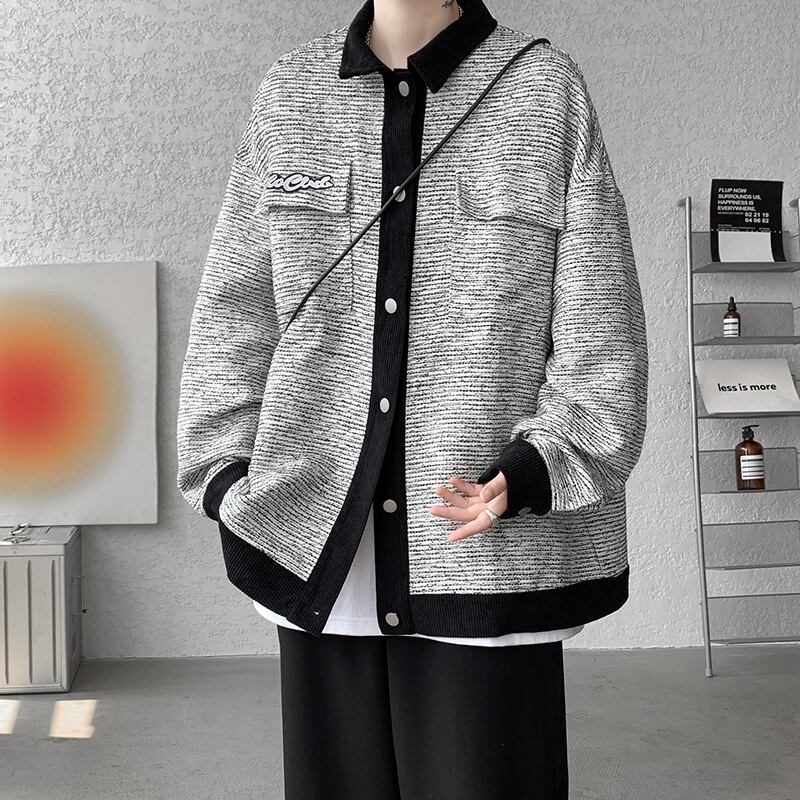 [V37 Series]★Jacket★ 2color outerwear men's large size shirt outerwear color scheme casual