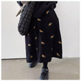 Load image into Gallery viewer, [MUSU Series]★Skirt★ Corduroy bottoms embroidery black black floral pattern skirt easy to match
