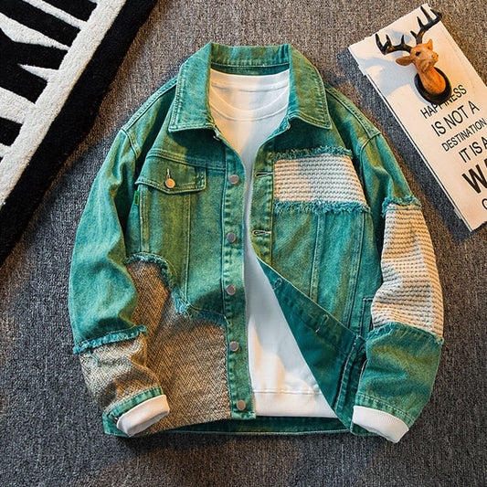 [HPCP Series]★Jacket★ Outerwear Unisex Men's Switchable Denim Jacket Stylish Green Green