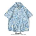 Load image into Gallery viewer, [YUANJI Series] ★Shirt★ Tops, short sleeves, unisex, men's, floral pattern, blue, summer clothing, aloha shirt, oil painting style
