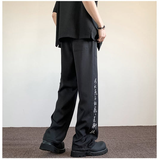 [V37 Series]★China style trousers★ 2color pants bottoms unisex men's large size letter pattern