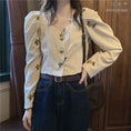 Load image into Gallery viewer, [Left Sister Series]★Shirt★ 2color Embroidery Long Sleeve Shirt Tops Floral Pattern Corduroy Ladies Short Length
